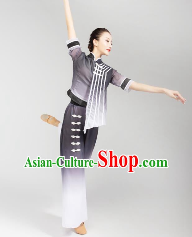 China Fan Dance Yangko Dance Clothing Folk Dance Grey Uniforms China Fan Dance Yangko Dance Clothing Folk Dance Grey Uniforms