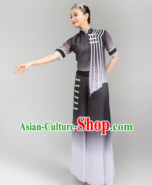 China Fan Dance Yangko Dance Clothing Folk Dance Grey Uniforms China Fan Dance Yangko Dance Clothing Folk Dance Grey Uniforms