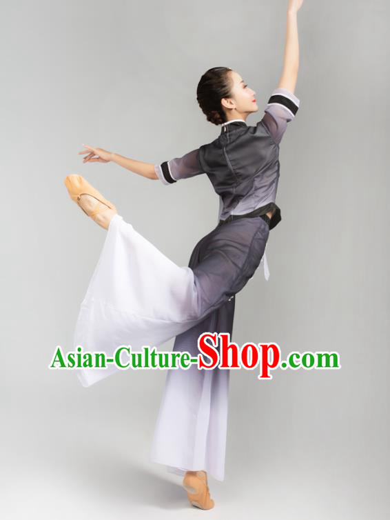 China Fan Dance Yangko Dance Clothing Folk Dance Grey Uniforms China Fan Dance Yangko Dance Clothing Folk Dance Grey Uniforms