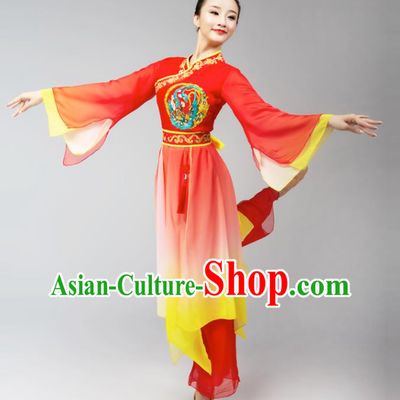 Chinese Jinghong Dance Dress Traditional Court Dance Performance Costumes Classical Dance Embroidered Phoenix Red Outfits