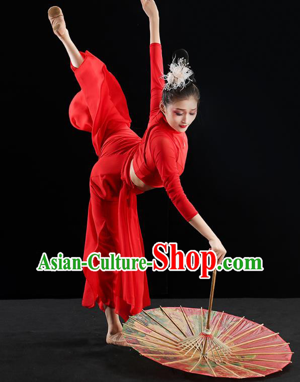 Chinese Traditional Classical Dance Costumes Fan Dance Red Outfits Umbrella Dance Clothing Chinese Traditional Classical Dance Costumes Fan Dance Red Outfits Umbrella Dance Clothing