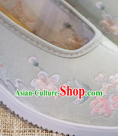 China National Light Green Cloth Shoes Traditional Wedge Shoes Embroidered Plum Blossom Shoes China National Light Green Cloth Shoes Traditional Wedge Shoes Embroidered Plum Blossom Shoes