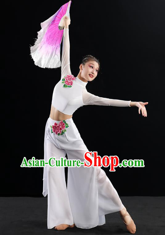 Chinese Umbrella Dance Clothing Traditional Classical Dance Costumes Woman Solo Dance White Outfits Chinese Umbrella Dance Clothing Traditional Classical Dance Costumes Woman Solo Dance White Outfits