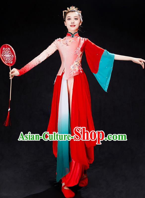 China Folk Dance Solo Dance Costume Yangko Dance Red Uniforms Fan Dance Clothing China Folk Dance Solo Dance Costume Yangko Dance Red Uniforms Fan Dance Clothing