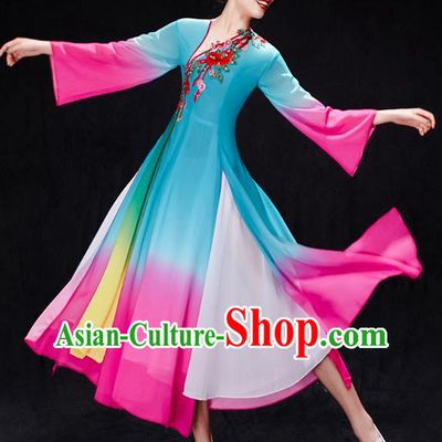Chinese Woman Solo Dance Dress Traditional Umbrella Dance Clothing Classical Dance Costumes