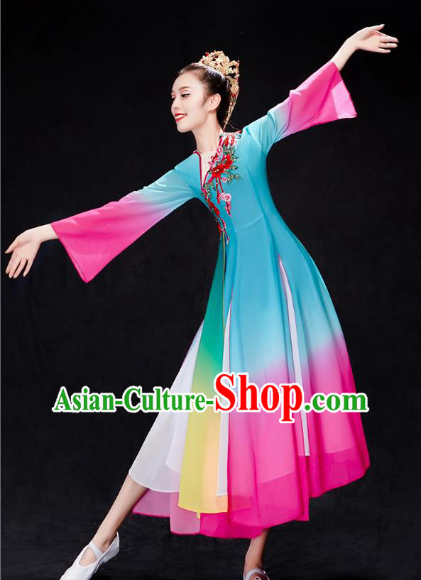 Chinese Woman Solo Dance Dress Traditional Umbrella Dance Clothing Classical Dance Costumes Chinese Woman Solo Dance Dress Traditional Umbrella Dance Clothing Classical Dance Costumes