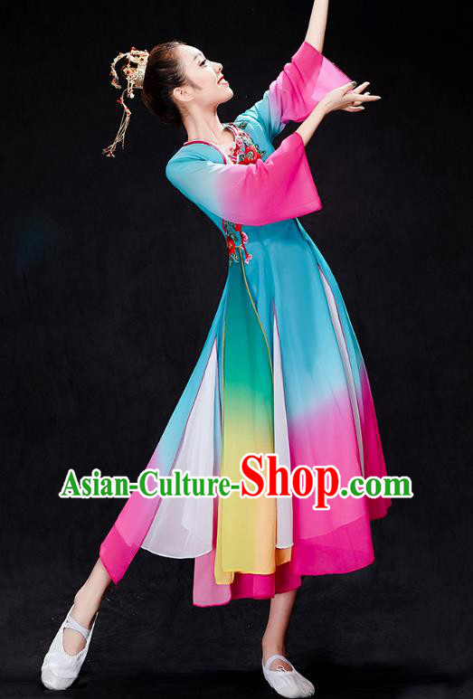 Chinese Woman Solo Dance Dress Traditional Umbrella Dance Clothing Classical Dance Costumes Chinese Woman Solo Dance Dress Traditional Umbrella Dance Clothing Classical Dance Costumes