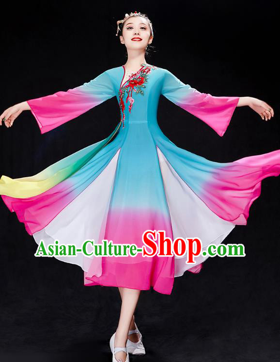 Chinese Woman Solo Dance Dress Traditional Umbrella Dance Clothing Classical Dance Costumes Chinese Woman Solo Dance Dress Traditional Umbrella Dance Clothing Classical Dance Costumes