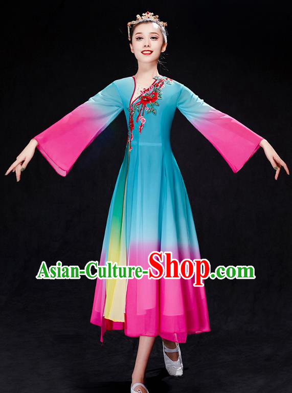 Chinese Woman Solo Dance Dress Traditional Umbrella Dance Clothing Classical Dance Costumes Chinese Woman Solo Dance Dress Traditional Umbrella Dance Clothing Classical Dance Costumes