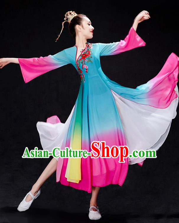 Chinese Woman Solo Dance Dress Traditional Umbrella Dance Clothing Classical Dance Costumes Chinese Woman Solo Dance Dress Traditional Umbrella Dance Clothing Classical Dance Costumes
