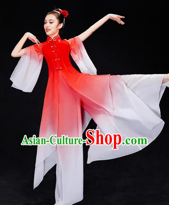 Chinese Woman Fan Dance Red Outfits Umbrella Dance Clothing Traditional Classical Dance Costumes Chinese Woman Fan Dance Red Outfits Umbrella Dance Clothing Traditional Classical Dance Costumes