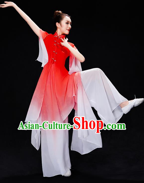 Chinese Woman Fan Dance Red Outfits Umbrella Dance Clothing Traditional Classical Dance Costumes Chinese Woman Fan Dance Red Outfits Umbrella Dance Clothing Traditional Classical Dance Costumes
