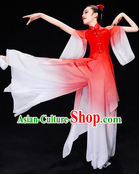 Chinese Woman Fan Dance Red Outfits Umbrella Dance Clothing Traditional Classical Dance Costumes Chinese Woman Fan Dance Red Outfits Umbrella Dance Clothing Traditional Classical Dance Costumes