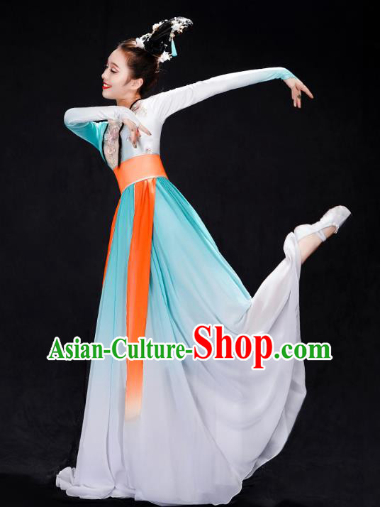 Chinese Classical Dance Costumes Hanfu Dance Blue Dress Traditional Umbrella Dance Clothing Chinese Classical Dance Costumes Hanfu Dance Blue Dress Traditional Umbrella Dance Clothing