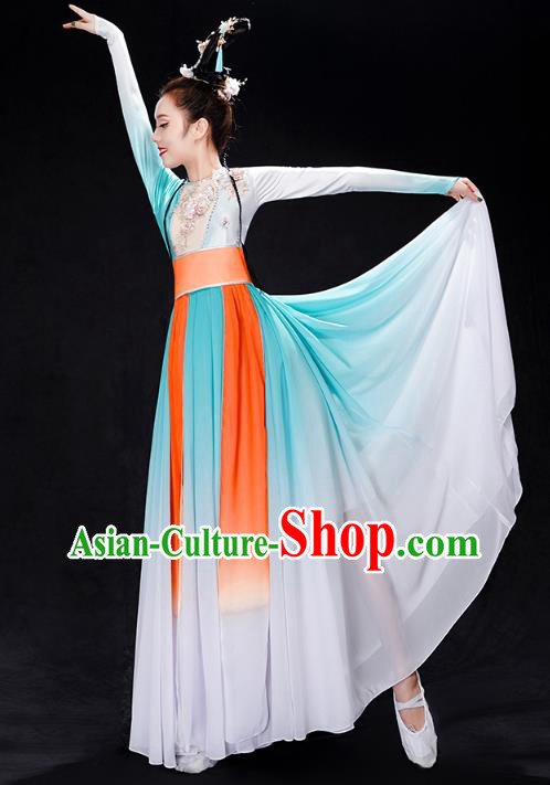 Chinese Classical Dance Costumes Hanfu Dance Blue Dress Traditional Umbrella Dance Clothing Chinese Classical Dance Costumes Hanfu Dance Blue Dress Traditional Umbrella Dance Clothing