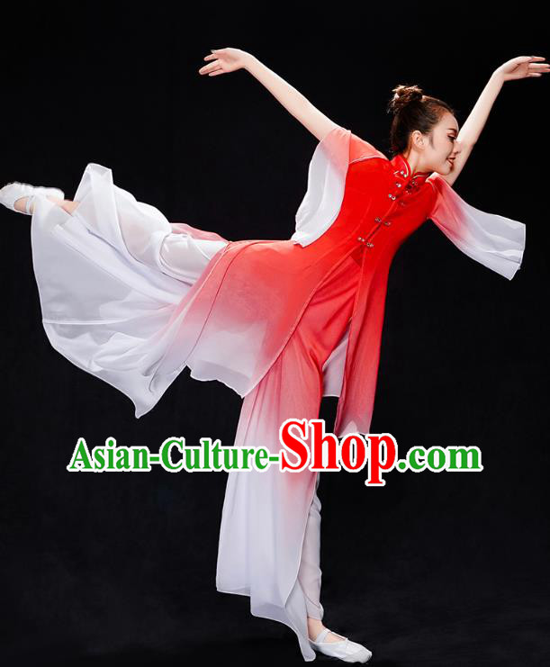 Chinese Woman Fan Dance Red Outfits Umbrella Dance Clothing Traditional Classical Dance Costumes Chinese Woman Fan Dance Red Outfits Umbrella Dance Clothing Traditional Classical Dance Costumes