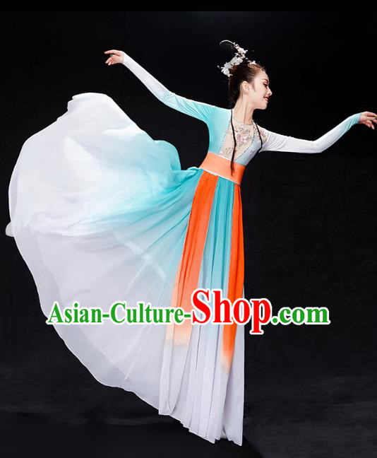 Chinese Classical Dance Costumes Hanfu Dance Blue Dress Traditional Umbrella Dance Clothing Chinese Classical Dance Costumes Hanfu Dance Blue Dress Traditional Umbrella Dance Clothing