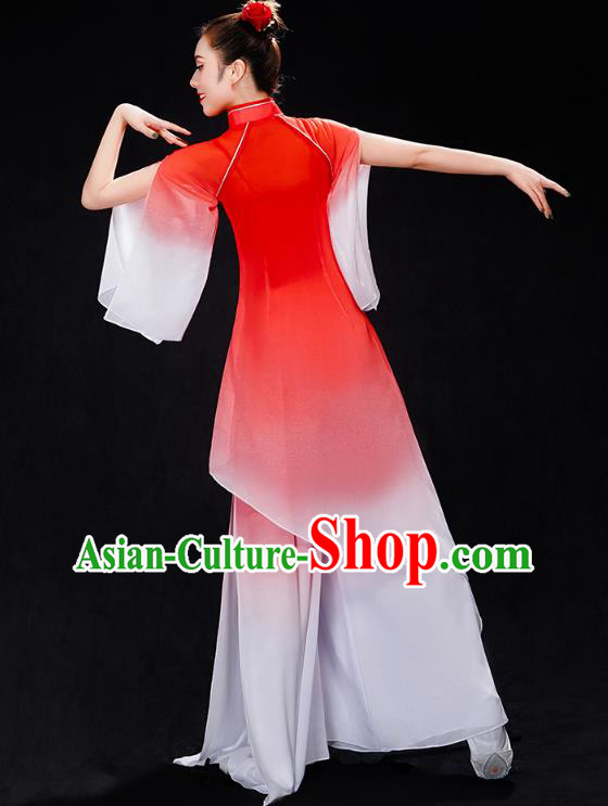 Chinese Woman Fan Dance Red Outfits Umbrella Dance Clothing Traditional Classical Dance Costumes Chinese Woman Fan Dance Red Outfits Umbrella Dance Clothing Traditional Classical Dance Costumes