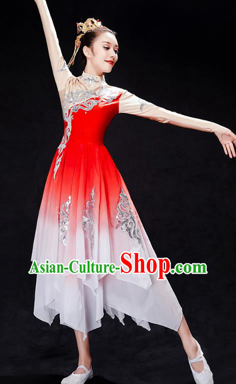 Chinese Traditional Umbrella Dance Clothing Classical Dance Costumes Group Dance Red Dress Chinese Traditional Umbrella Dance Clothing Classical Dance Costumes Group Dance Red Dress
