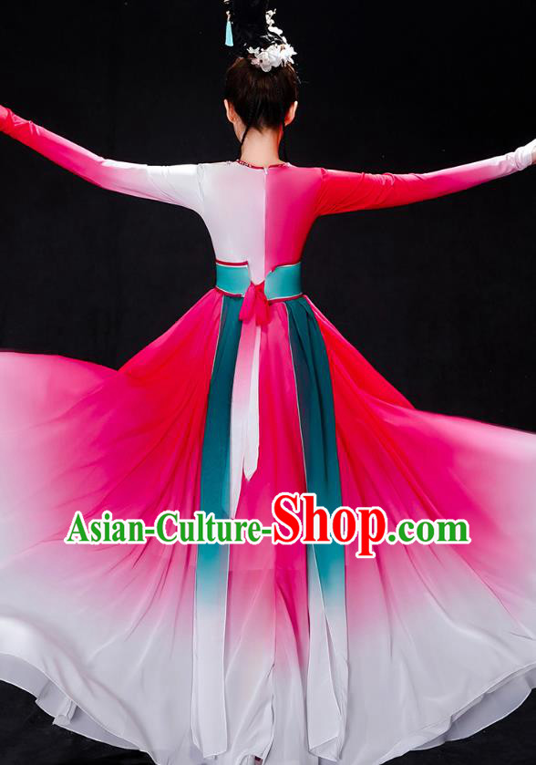 Chinese Female Group Dance Rosy Dress Traditional Umbrella Dance Clothing Classical Dance Costumes Chinese Female Group Dance Rosy Dress Traditional Umbrella Dance Clothing Classical Dance Costumes