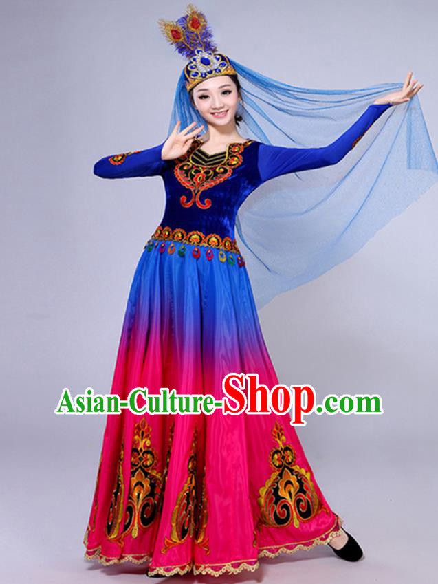 Chinese Traditional Xinjiang Ethnic Minority Folk Dance Costume Uighur Nationality Performance Dress Chinese Traditional Xinjiang Ethnic Minority Folk Dance Costume Uighur Nationality Performance Dress