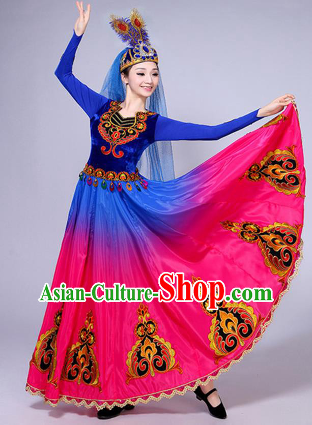 Chinese Traditional Xinjiang Ethnic Minority Folk Dance Costume Uighur Nationality Performance Dress Chinese Traditional Xinjiang Ethnic Minority Folk Dance Costume Uighur Nationality Performance Dress