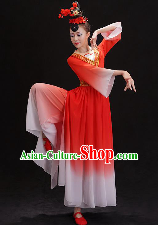 Chinese Woman Solo Dance Red Outfits Traditional Umbrella Dance Dress Classical Ballet Dance Clothing Chinese Woman Solo Dance Red Outfits Traditional Umbrella Dance Dress Classical Ballet Dance Clothing