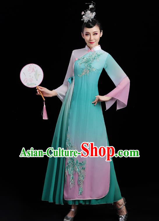 Chinese Classical Dance Costumes Palace Fan Dance Green Dress Traditional Umbrella Dance Clothing Chinese Classical Dance Costumes Palace Fan Dance Green Dress Traditional Umbrella Dance Clothing