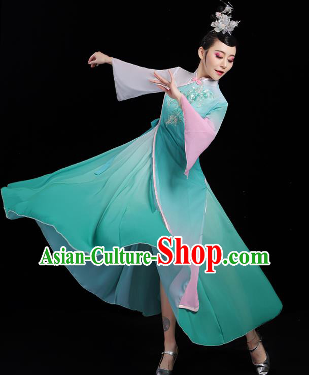 Chinese Classical Dance Costumes Palace Fan Dance Green Dress Traditional Umbrella Dance Clothing Chinese Classical Dance Costumes Palace Fan Dance Green Dress Traditional Umbrella Dance Clothing