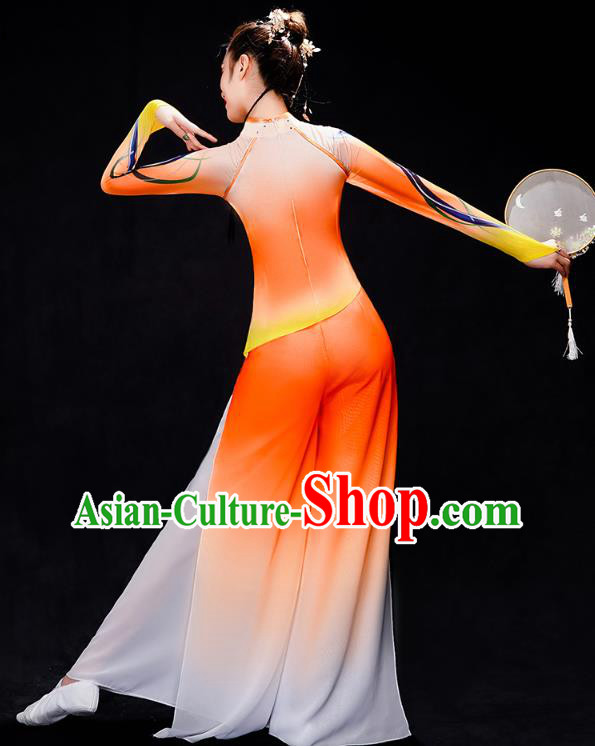 Chinese Classical Dance Costumes Woman Fan Dance Orange Outfits Traditional Umbrella Dance Clothing Chinese Classical Dance Costumes Woman Fan Dance Orange Outfits Traditional Umbrella Dance Clothing