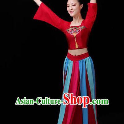 Chinese Traditional Stage Performance Clothing Classical Dance Costumes Umbrella Dance Red Dress Outfits