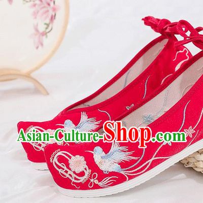 China Embroidered Red Cloth Shoes Ancient Princess Shoes Traditional Hanfu Wedding Shoes