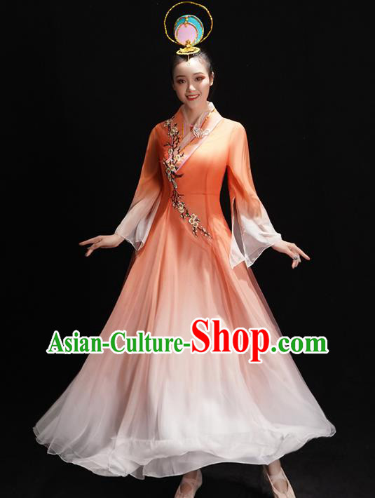 Chinese Classical Dance Costumes Umbrella Dance Orange Dress Traditional Mangzhong Dance Performance Clothing Chinese Classical Dance Costumes Umbrella Dance Orange Dress Traditional Mangzhong Dance Performance Clothing