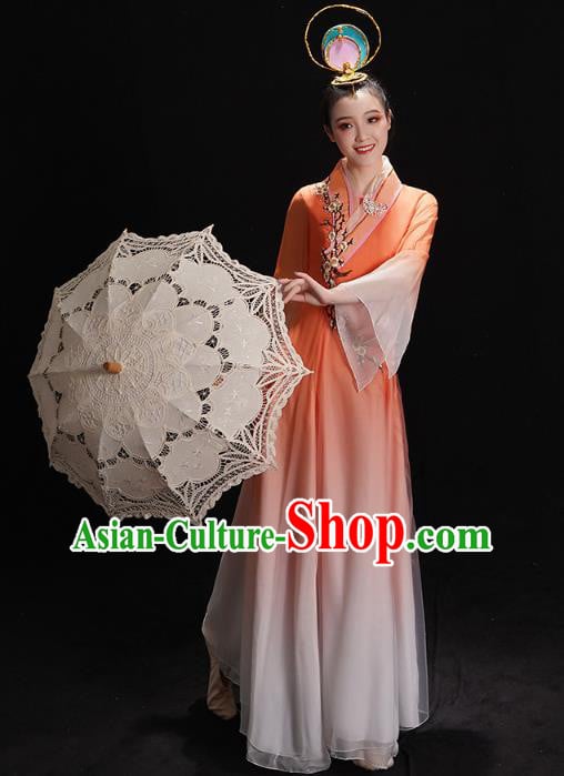 Chinese Classical Dance Costumes Umbrella Dance Orange Dress Traditional Mangzhong Dance Performance Clothing Chinese Classical Dance Costumes Umbrella Dance Orange Dress Traditional Mangzhong Dance Performance Clothing