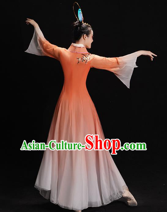 Chinese Classical Dance Costumes Umbrella Dance Orange Dress Traditional Mangzhong Dance Performance Clothing Chinese Classical Dance Costumes Umbrella Dance Orange Dress Traditional Mangzhong Dance Performance Clothing