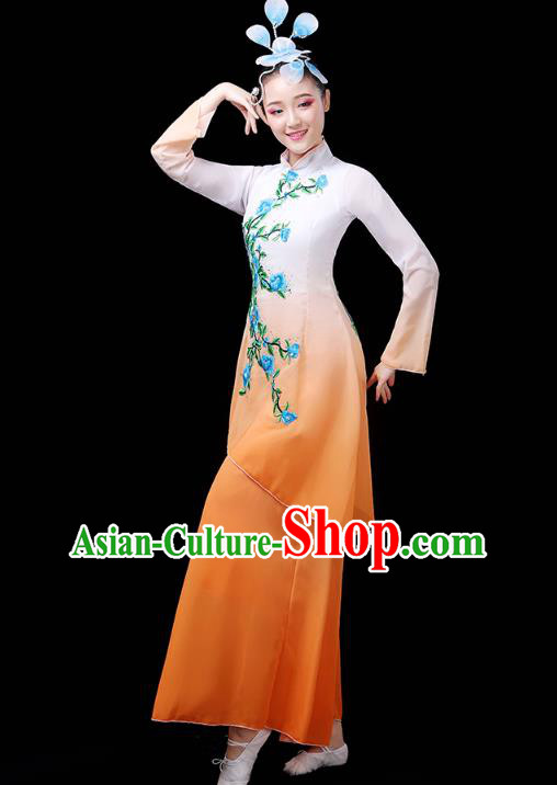 Chinese Umbrella Dance Orange Outfits Traditional Fan Dance Performance Clothing Classical Dance Costume Chinese Umbrella Dance Orange Outfits Traditional Fan Dance Performance Clothing Classical Dance Costume