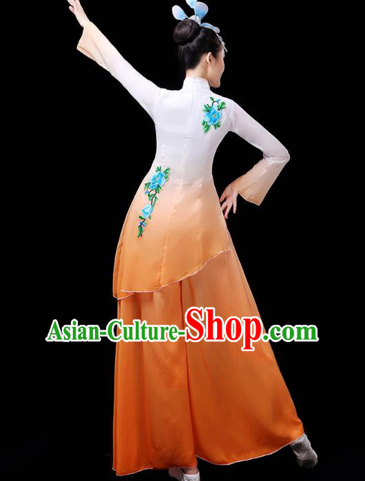Chinese Umbrella Dance Orange Outfits Traditional Fan Dance Performance Clothing Classical Dance Costume Chinese Umbrella Dance Orange Outfits Traditional Fan Dance Performance Clothing Classical Dance Costume