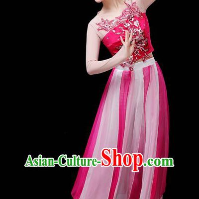 Chinese Traditional Solo Dance Performance Clothing Classical Dance Costume Umbrella Dance Rosy Dress