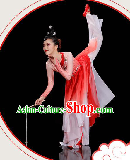 Chinese Umbrella Dance Red Dress Traditional Fan Dance Performance Clothing Classical Dance Costumes Chinese Umbrella Dance Red Dress Traditional Fan Dance Performance Clothing Classical Dance Costumes