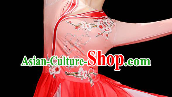 Chinese Umbrella Dance Red Dress Traditional Fan Dance Performance Clothing Classical Dance Costumes Chinese Umbrella Dance Red Dress Traditional Fan Dance Performance Clothing Classical Dance Costumes