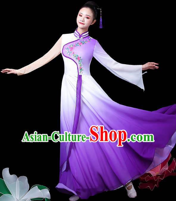 Chinese Traditional Performance Clothing Classical Dance Costume Umbrella Dance Violet Dress Chinese Traditional Performance Clothing Classical Dance Costume Umbrella Dance Violet Dress