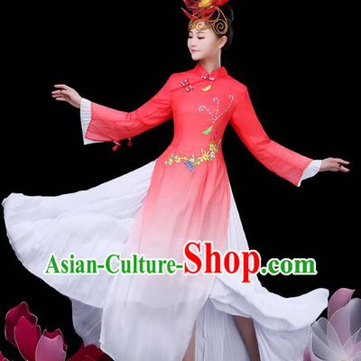 Chinese Umbrella Dance Red Dress Traditional Performance Clothing Classical Dance Costume