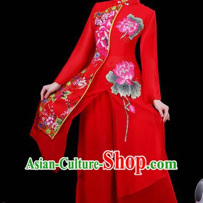 Chinese Classical Dance Clothing Umbrella Dance Red Dress Traditional Performance Outfits