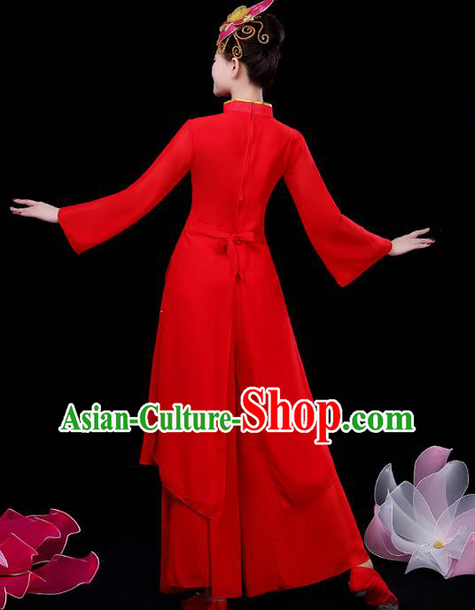 Chinese Classical Dance Clothing Umbrella Dance Red Dress Traditional Performance Outfits Chinese Classical Dance Clothing Umbrella Dance Red Dress Traditional Performance Outfits