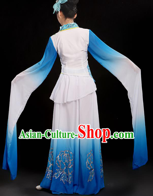 Chinese Umbrella Dance Blue Outfits Traditional Water Sleeve Dance Costume Classical Dance Clothing Chinese Umbrella Dance Blue Outfits Traditional Water Sleeve Dance Costume Classical Dance Clothing