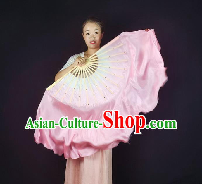 China Classical Dance Silk Fan Yangko Dance Folding Fan Pink Long Ribbon Prop Fan China Classical Dance Silk Fan Yangko Dance Folding Fan Pink Long Ribbon Prop Fan