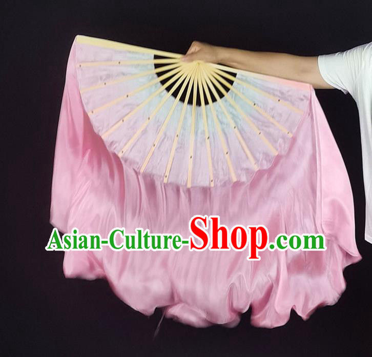 China Classical Dance Silk Fan Yangko Dance Folding Fan Pink Long Ribbon Prop Fan China Classical Dance Silk Fan Yangko Dance Folding Fan Pink Long Ribbon Prop Fan
