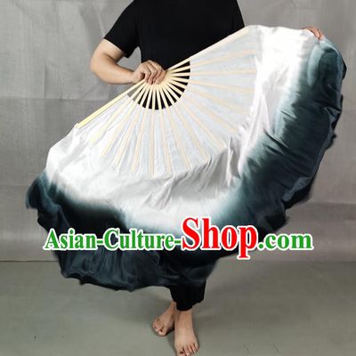 China Atrovirens Long Ribbon Prop Fan Classical Dance Silk Fan Yangko Dance Folding Fan