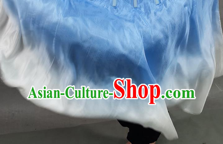 China Yangko Dance Folding Fan Blue Long Ribbon Prop Fan Classical Dance Silk Fan China Yangko Dance Folding Fan Blue Long Ribbon Prop Fan Classical Dance Silk Fan