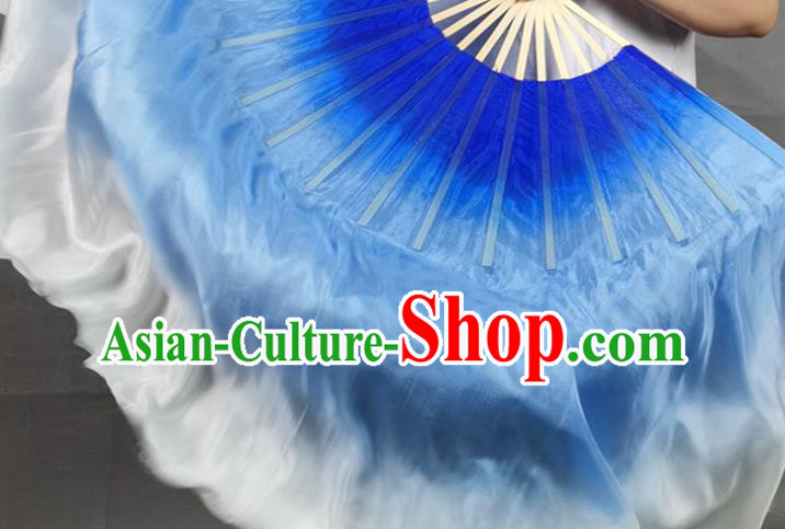 China Yangko Dance Folding Fan Blue Long Ribbon Prop Fan Classical Dance Silk Fan China Yangko Dance Folding Fan Blue Long Ribbon Prop Fan Classical Dance Silk Fan